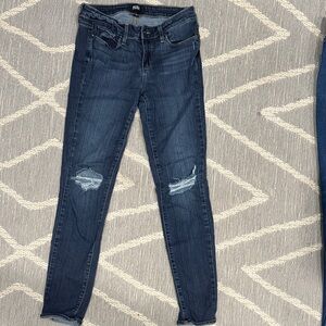 PAIGE Dark Blue Ripped Skinny Jeans